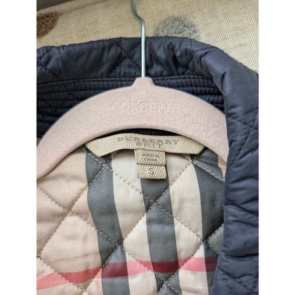 Burberry Women's Kencott Quilted Jacket Navy Blue Sz Small - Picture 6 of 6